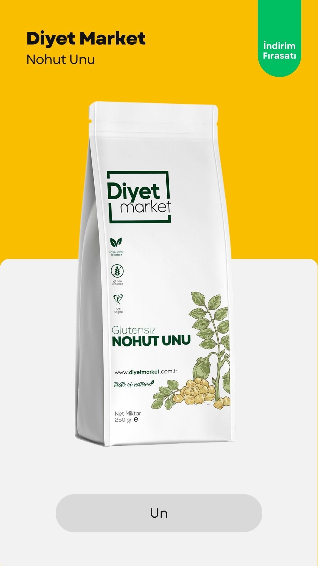 Glutensiz Ön Pişirilmiş Nohut Unu 250gr